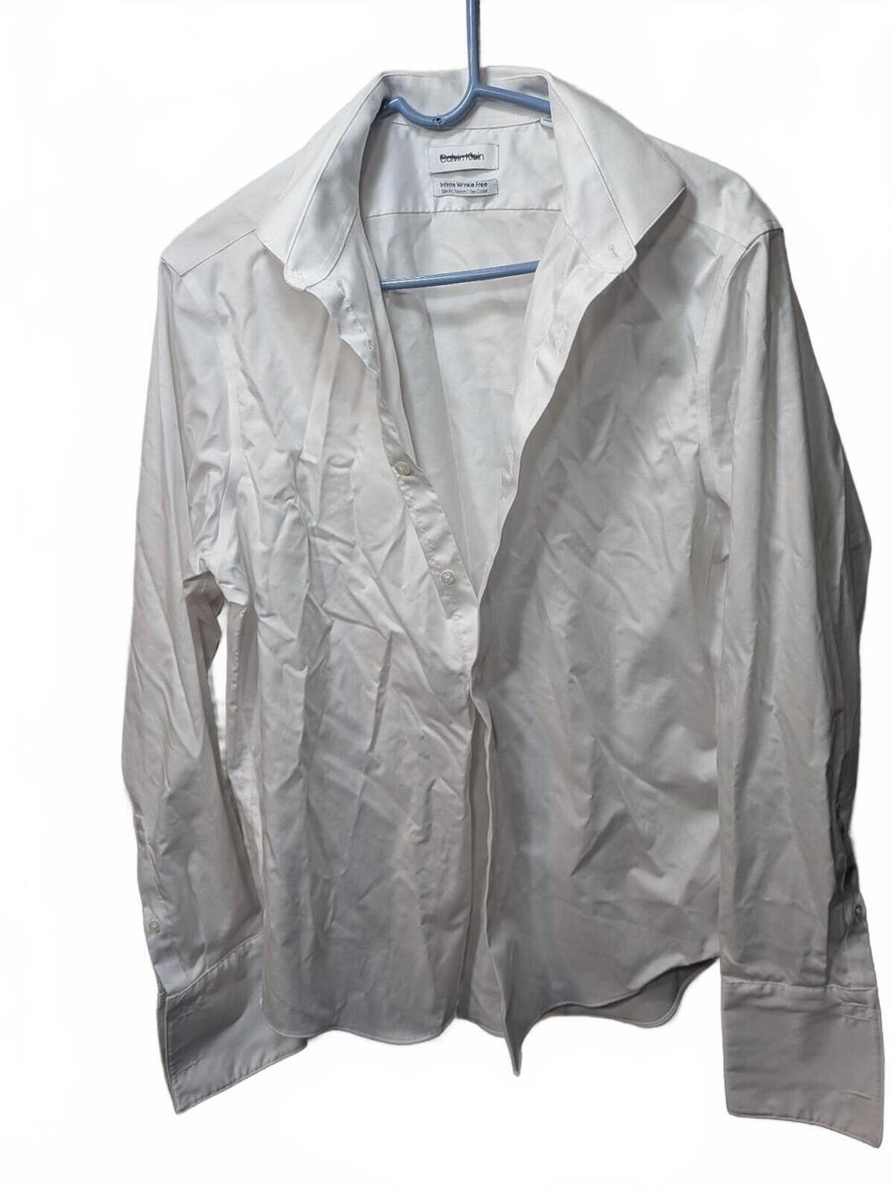 Calvin Klein Men's White Infinite Wrinkle Free Button-Up Shirt Size 34/33